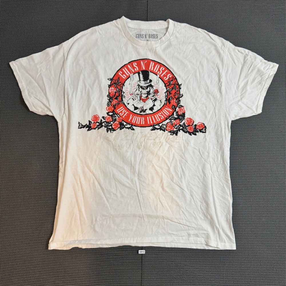 Guns N Roses Use Your Illusion Graphic T-Shirt White Mens XL Band Tee 1813